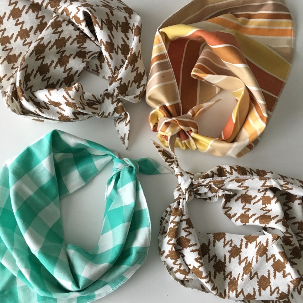 Brown and white houndstooth bandana necktie